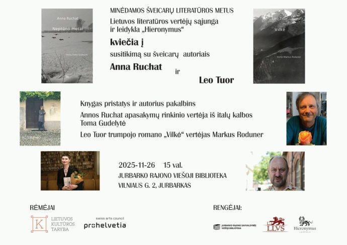 Šveicarų literatūros savaitė: knygų „Neptūno metai“ ir „Vilkė“ pristatymas