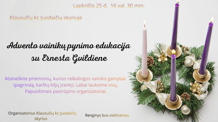 Adventinių vainikų pynimo edukacija