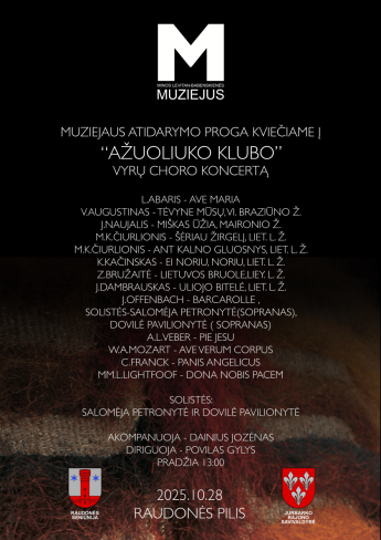 Muziejaus atidarymo proga kviečiame į „Ąžuoliuko klubo“ vyrų choro koncertą
