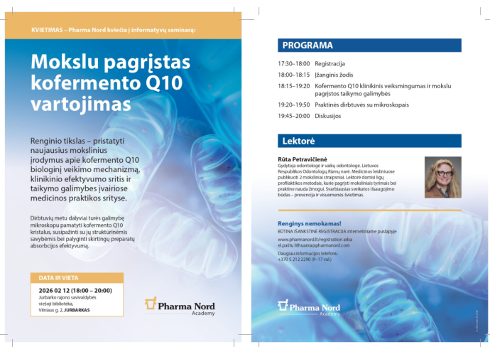 Seminaras „Mokslu pagrįstas kofermento Q10 vartojimas“