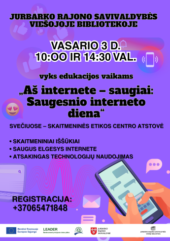 Renginys vaikams „Aš internete – saugiai: Saugesnio interneto diena“