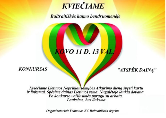 Kovo 11-ai dienai skirtas konkursas „Atspėk dainą“