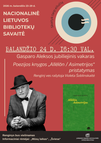 Gasparo Aleksos poezijos knygos „Allēlōn / Asimetrijos“ pristatymas
