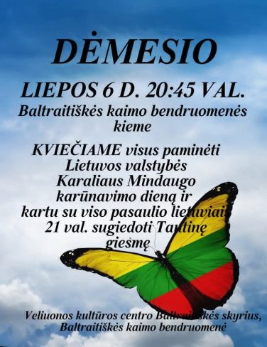 Karaliaus Mindaugo karūnavimo dienos minėjimas Baltraitiškėse
