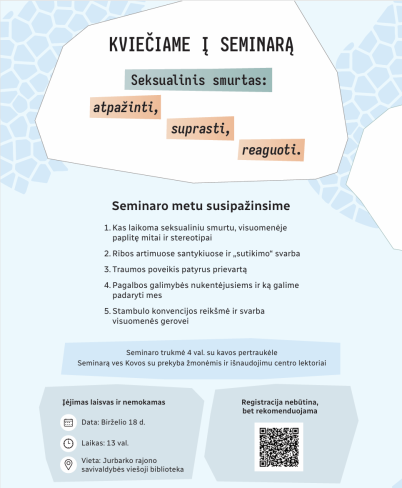 Seminaras „Seksualinis smurtas: atpažinti, suprasti, reaguoti“