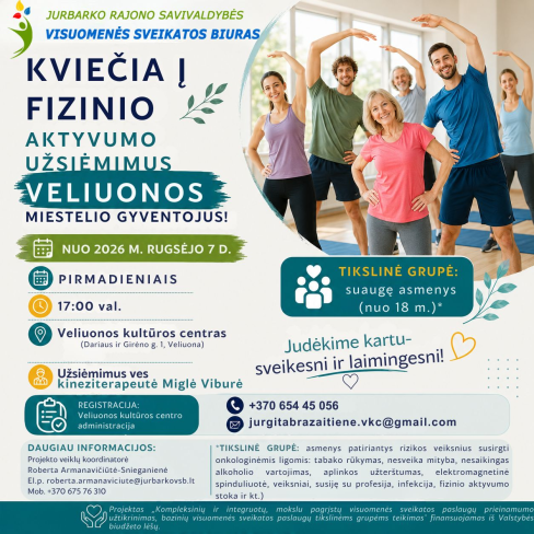 Fizinio aktyvumo užsiėmimas Veliuonos kultūros centre