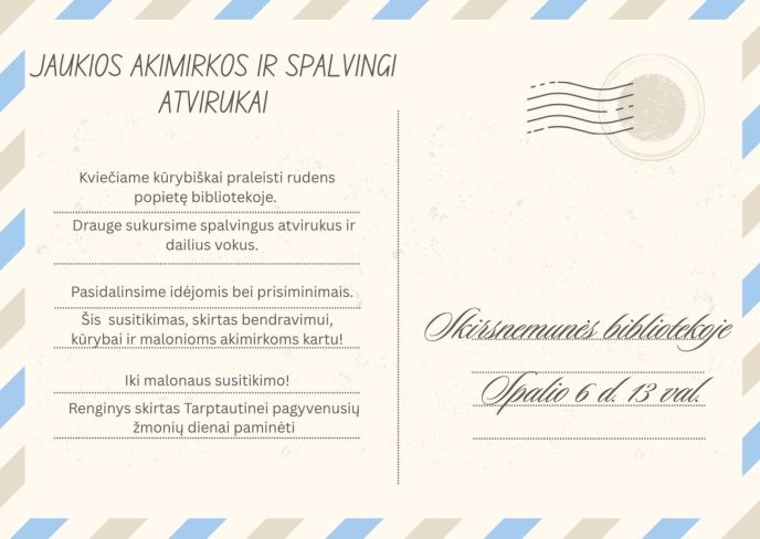 Edukacija „Jaukios akimirkos ir spalvingi atvirukai“
