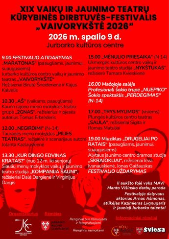 XIX vaikų ir jaunimo teatrų kūrybinės dirbtuvės-festivalis „Vaivorykštė 2026“