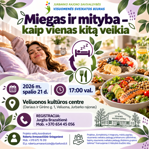 Susitikimas „Miegas ir mityba – kaip vienas kitą veikia“